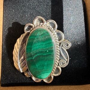 .925 sterling silver and malachite ring size 9